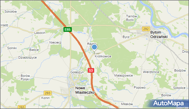 mapa Królikowice, Królikowice gmina Bytom Odrzański na mapie Targeo